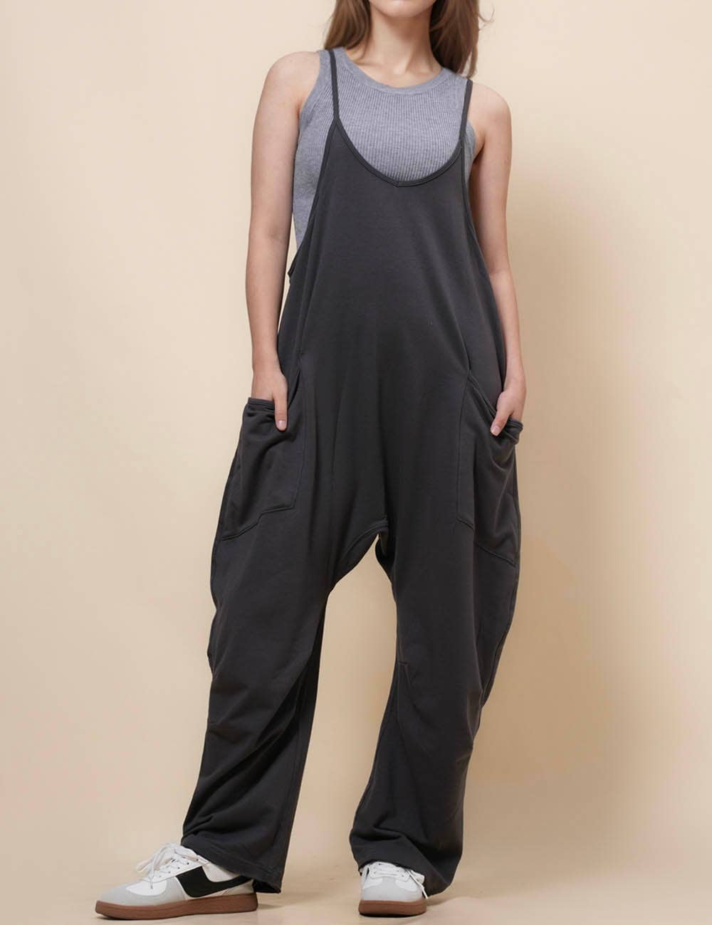 LANI Washed Black Sleeveless Jumpsuit