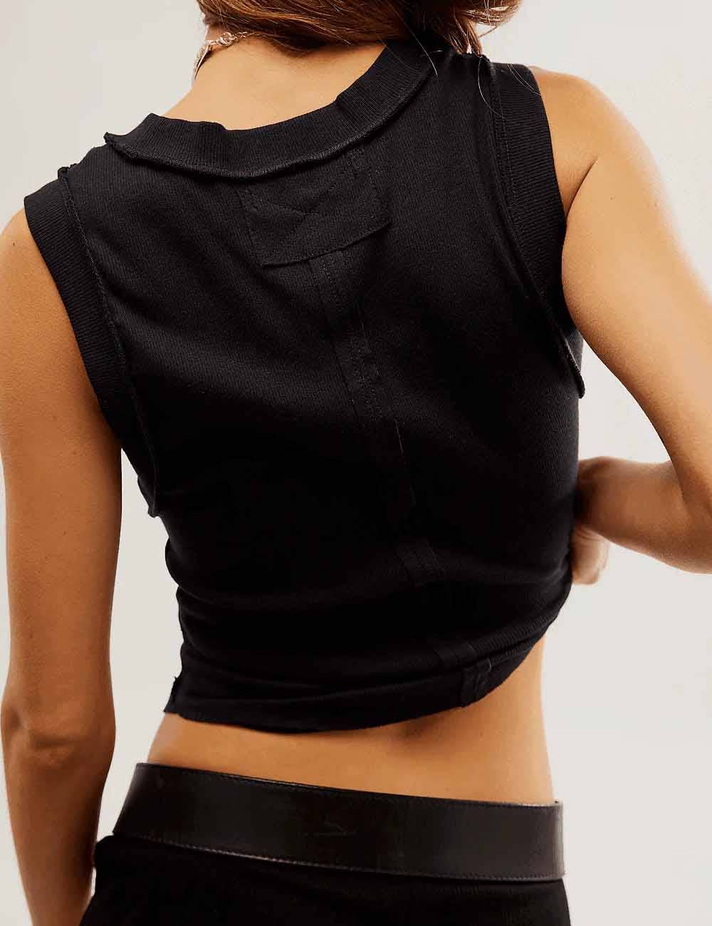 COAST Black Ribbed Sleeveless Tank Top | Boho Beach Collection