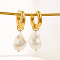 TIDES Freshwater Pearl Hoop Earrings - Gold