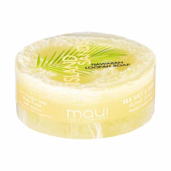 ISLAND SANDS Sea Salt and Kukui Exfoliating Loofah Soap