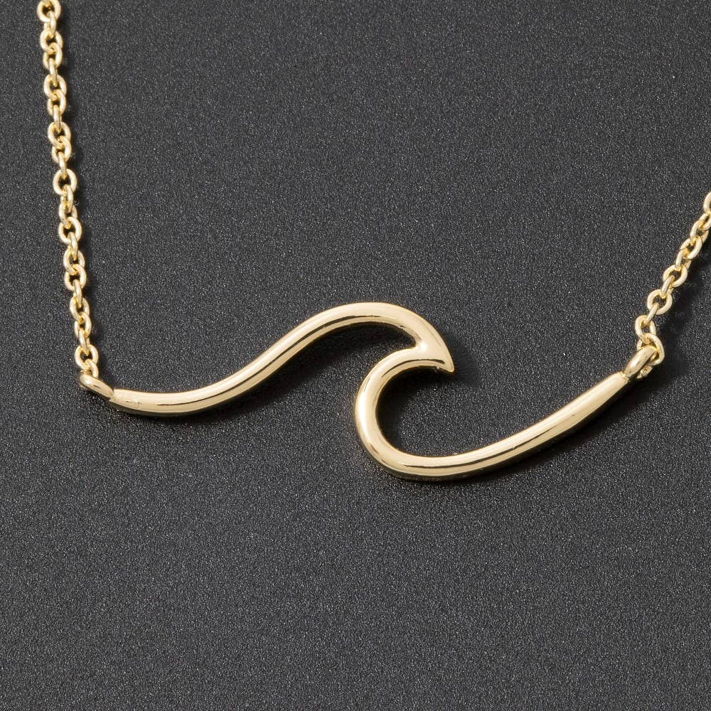 NALU Wave Pendant Gold Necklace