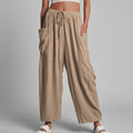 WANDERER Khaki Elastic Waist Wide-Leg Pants | Boho Beach Collection