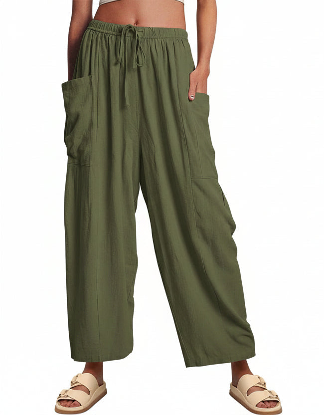 WANDERER Army Green Wide-Leg Pants