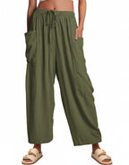 WANDERER Army Green Wide-Leg Pants