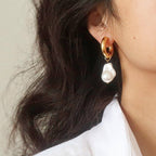 TIDES Freshwater Pearl Hoop Earrings - Gold