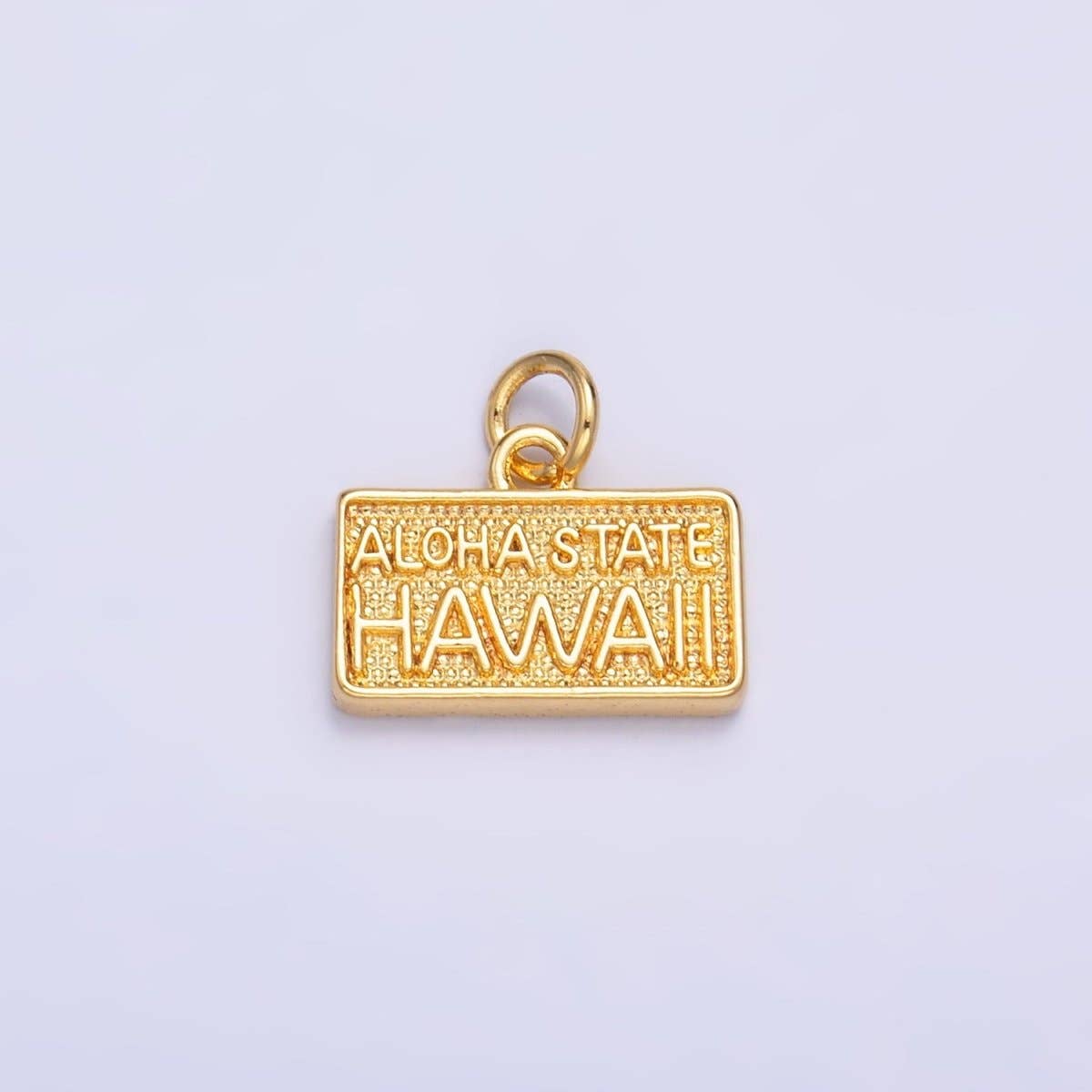 ALOHA STATE 24K Gold Fill License Plate Charm Pendant