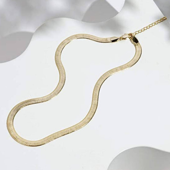 HERRINGBONE 14K Gold Chain Necklace
