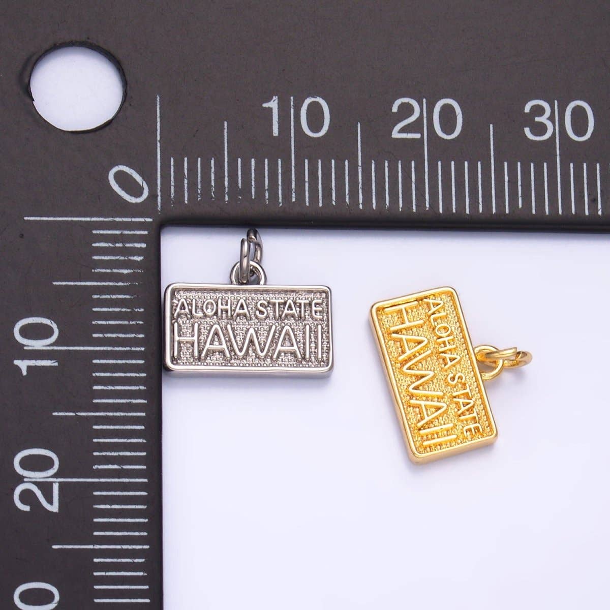 ALOHA STATE 24K Gold Fill License Plate Charm Pendant