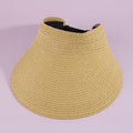 RAFFIA Woven Straw Open Top Sun Visor