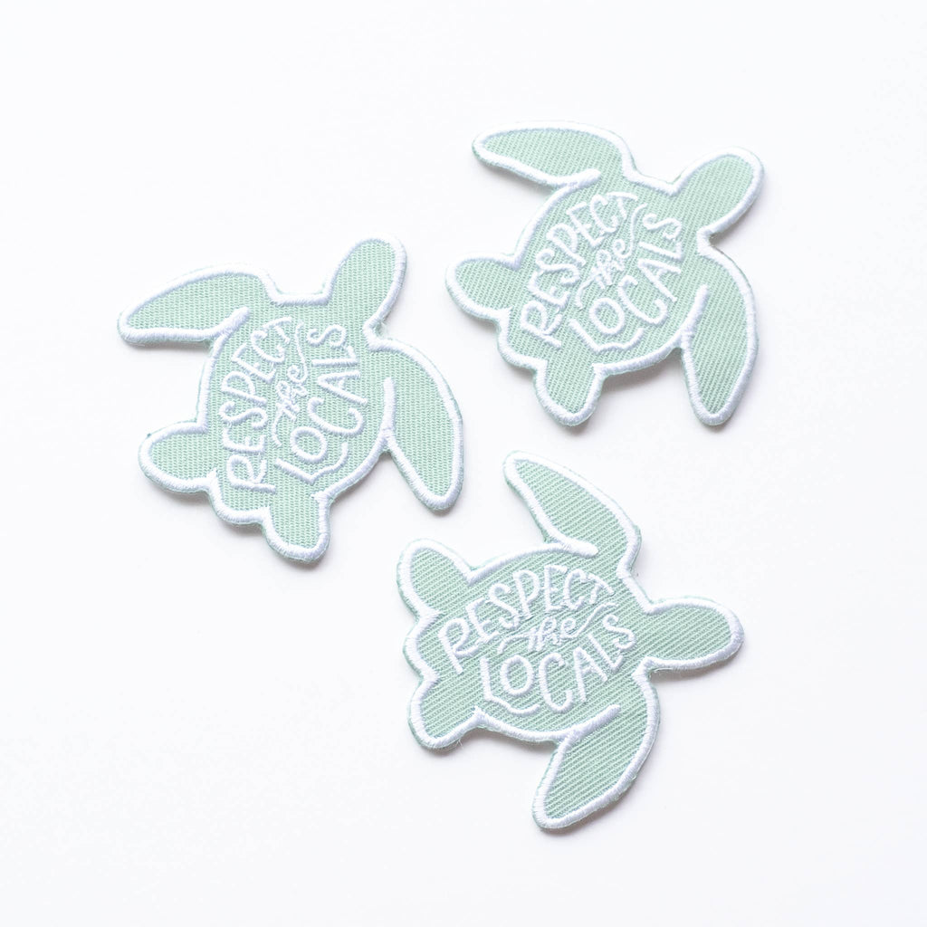RESPECT THE LOCALS TURTLE Decorative Iron On Embroidered Patch | Union Made