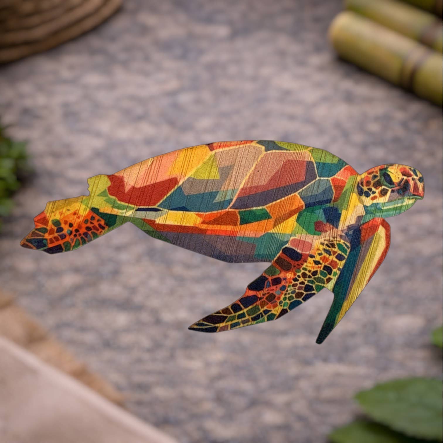Bamboo Mosaic Turtle Sticker