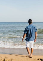 BLUE SHADOW Short Sleeve Button Down Aloha Shirt | Organic Cotton