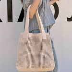 Crochet Knit Beach Bag - Khaki