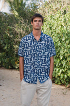 INDIGO CATCH Short Sleeve Button Down Aloha Shirt | Organic Cotton
