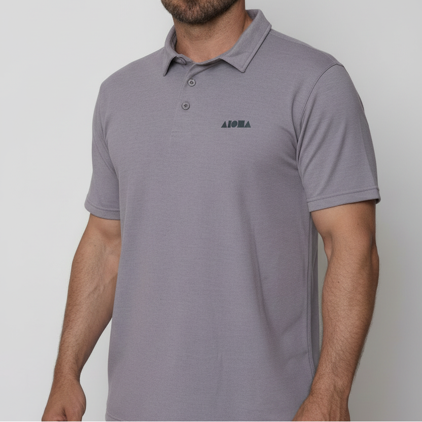 Front-facing male model wearing EAGLE polo