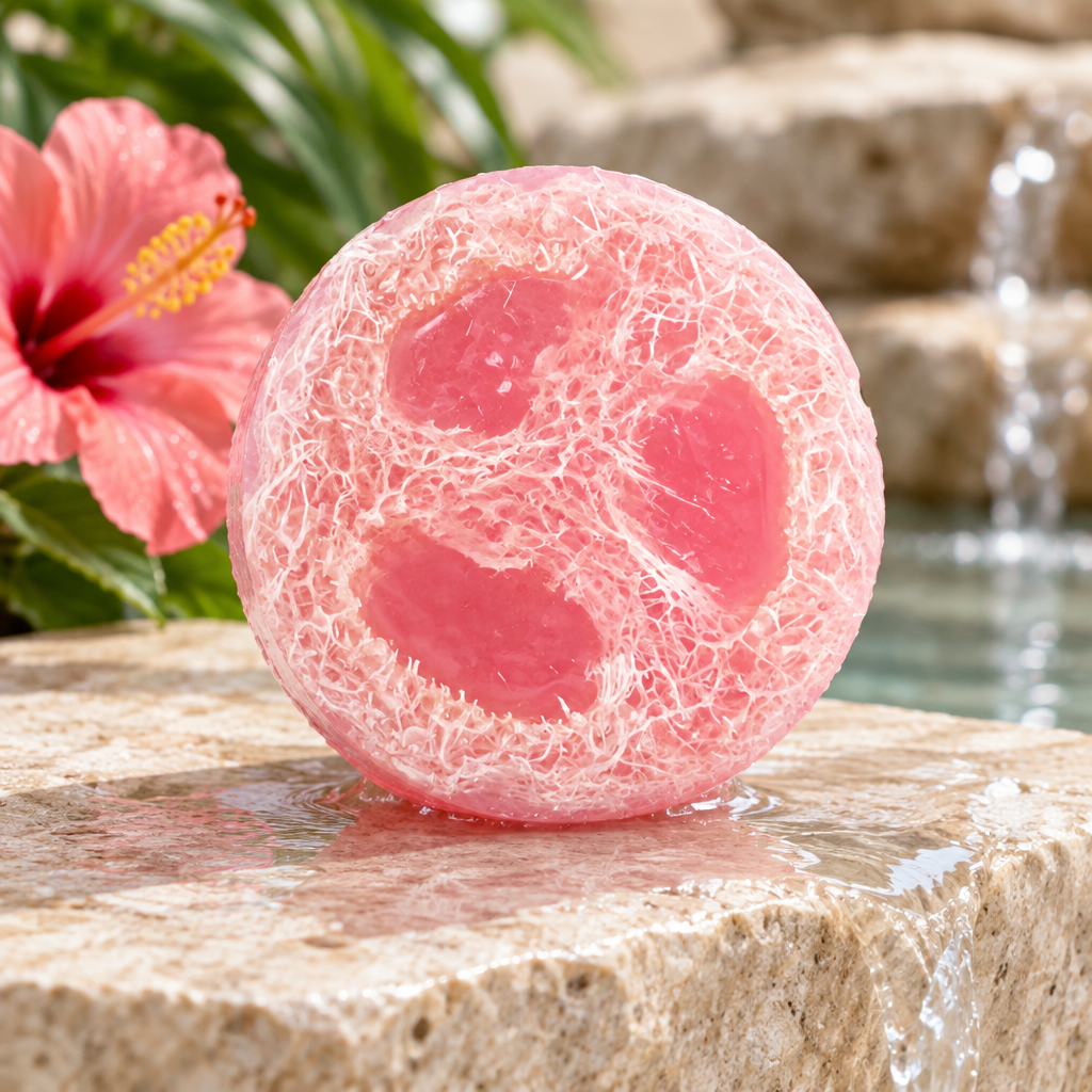 Hibiscus loofah soap lifestyle image