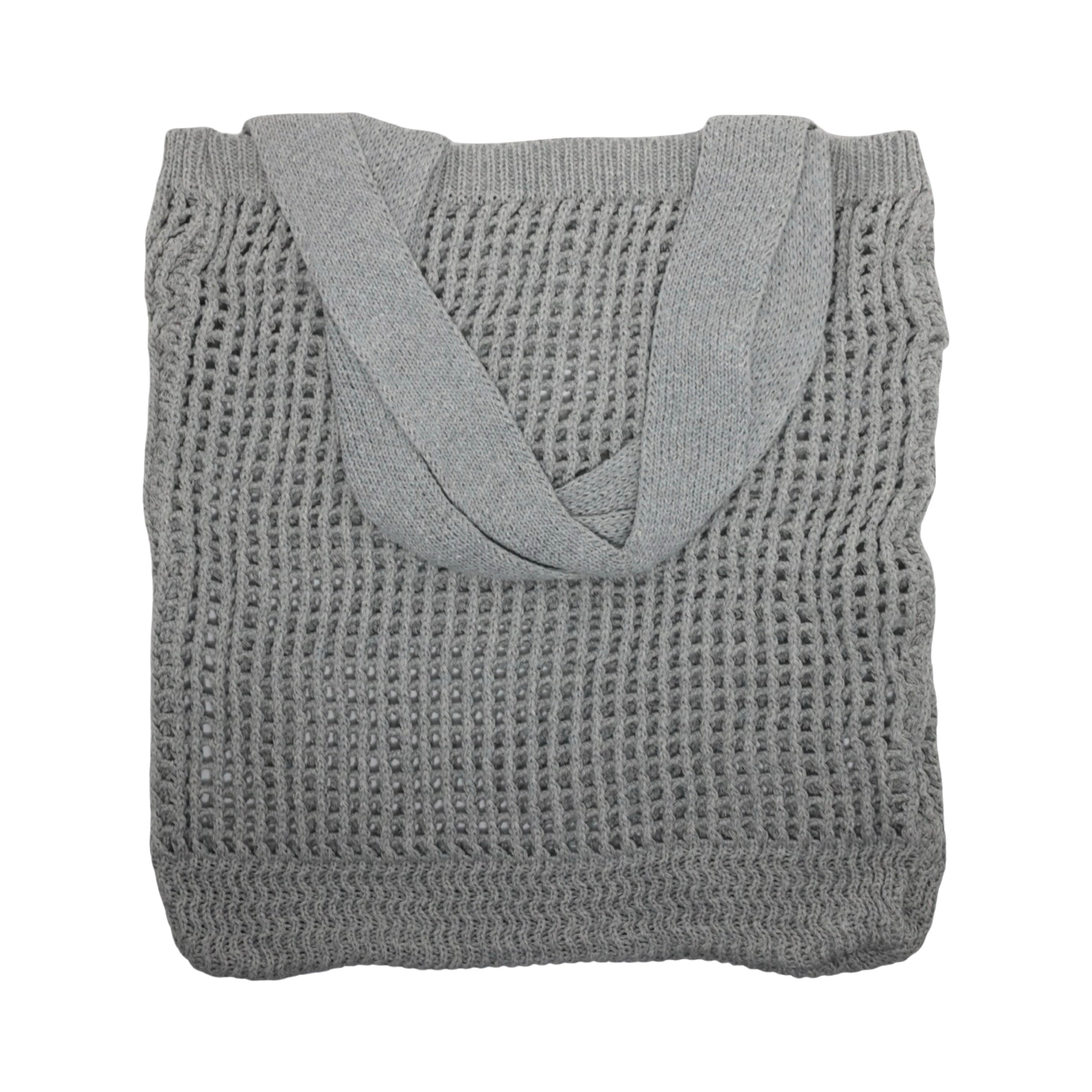 Crochet Knit Beach Bag - Grey