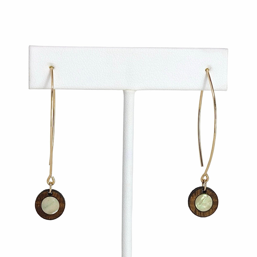 LILI'I Koa Wood/Abalone Gold Earrings