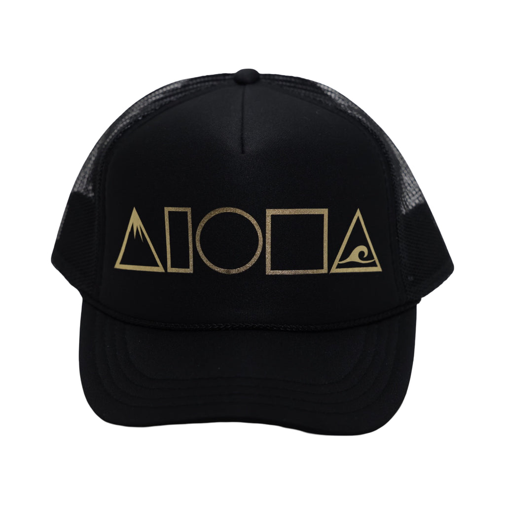 MAUKA TO MAKAI Black/Gold Youth Trucker