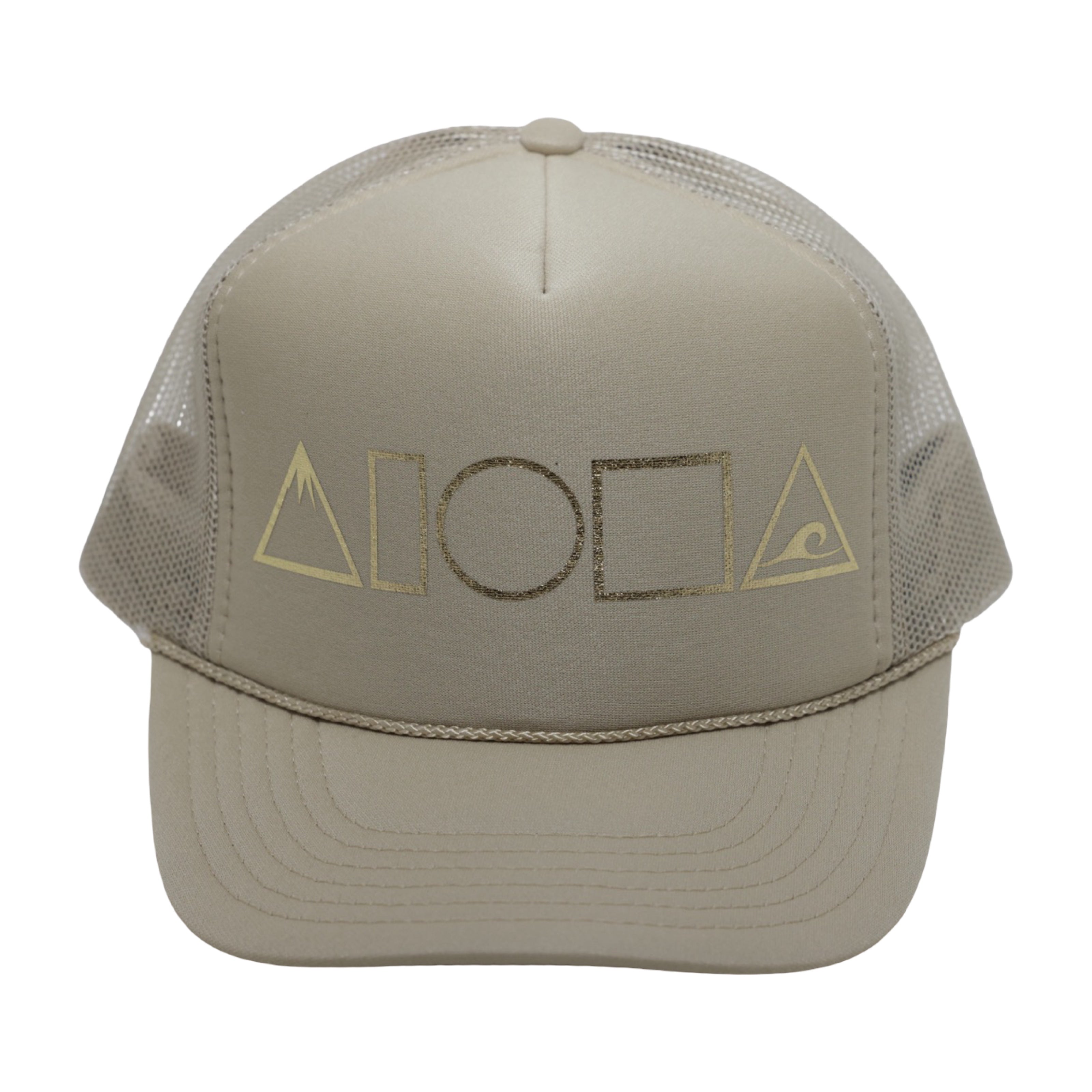 MAUKA TO MAKAI Beige/Gold Adult Trucker