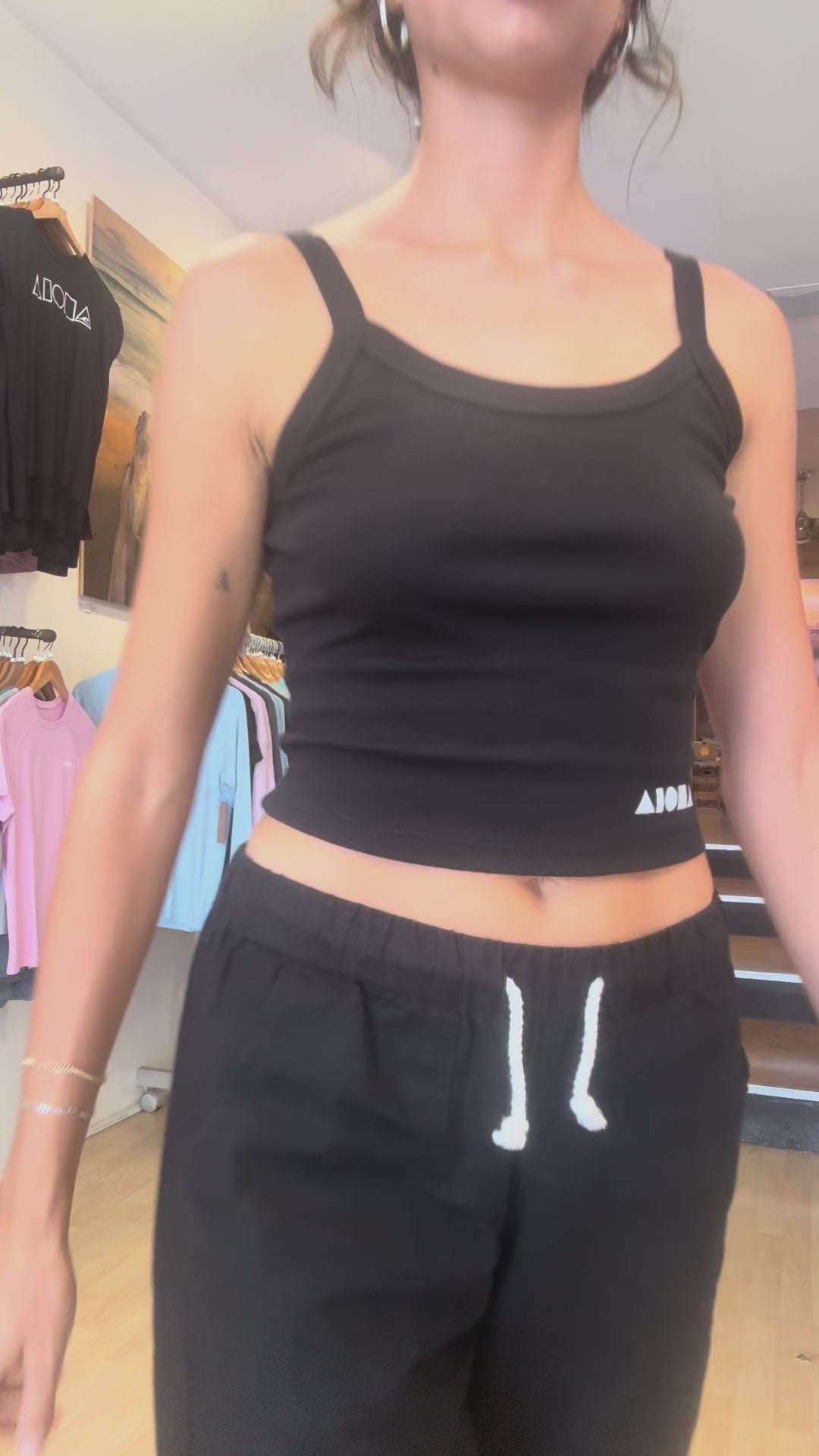 NORA Black Cotton Beach Pant