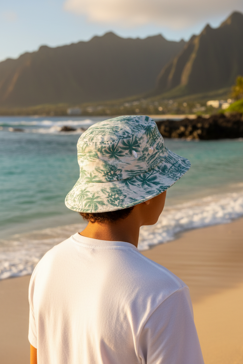 SEASCAPE Bucket Hat - Maui Beach Background
