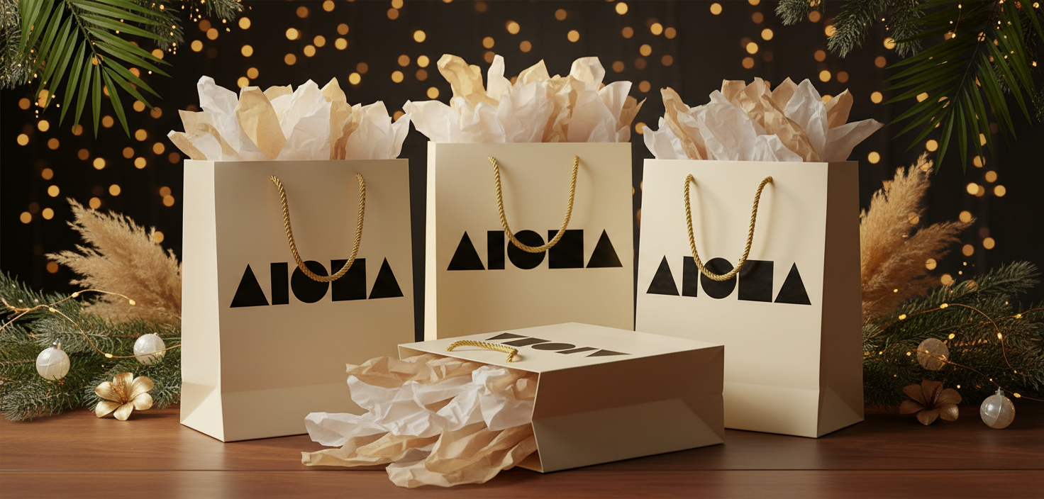 Soley Aloha holiday gift bags with logo