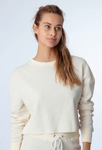 Sophie Micro Waffle Pull Over Sweat Shirt - Natural