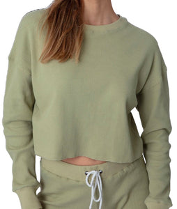 SOPHIE Olive Micro Waffle Sweat Shirt (L, XL)