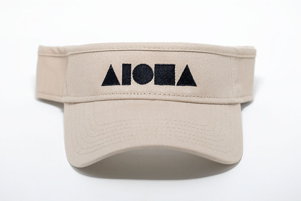 Adult visor in khaki color. Embroidered with black ALOHA Shapes ® logo