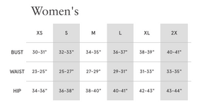 Womens tee size chart