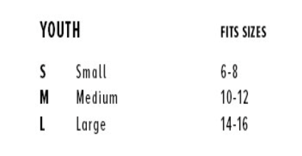 Youth tank size chart