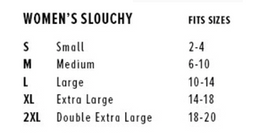 Womens slouchy tee size chart
