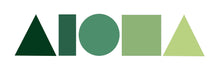 Vinyl die-cut decal sticker. ALOHA Shapes ® logo in different shades of green for each shape.