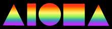 Decal sticker. Rectangle black background with ombre rainbow Aloha Shapes® logo