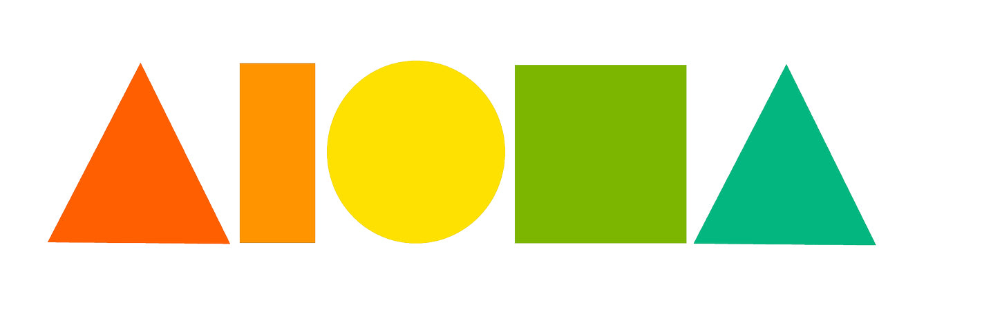 Vinyl die-cut decal sticker. ALOHA Shapes ® logo in the colors of the rainbow. 