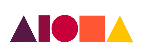 Vinyl die-cut decal sticker. ALOHA Shapes ® logo in different shades of red/orange/yellow like a Maui sunset.