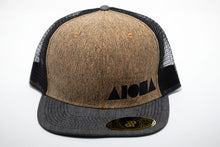 Cork composite veneer Mesh back adult flat brim snapback hat embroidered with black Aloha Shapes ® logo