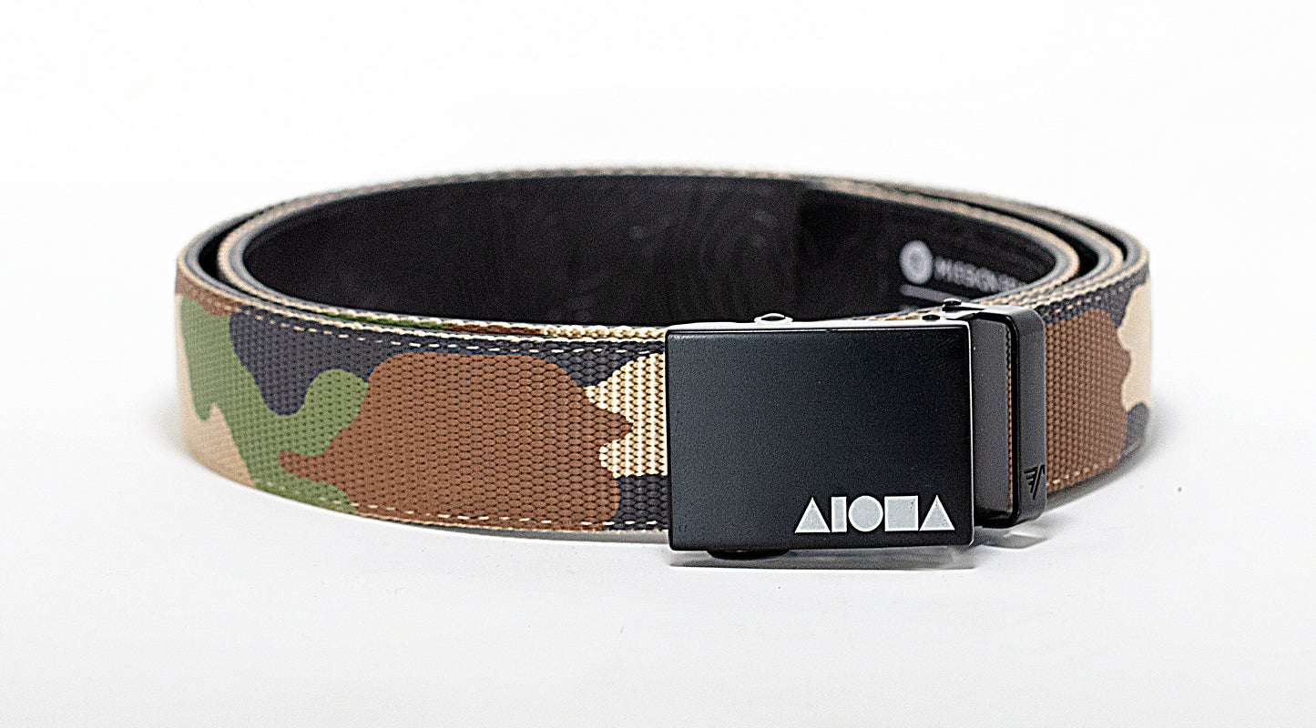 Camouflage Aloha Shapes® Mission Belt with gunmetal buckle