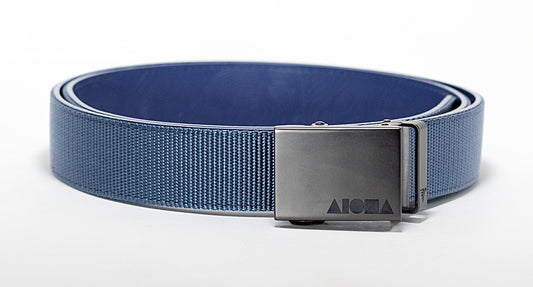 Blue nylon Aloha Shapes® Mission belt with gunmetal buckle
