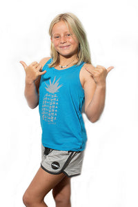 Young child wearing Repeat Pineapple youth tanktop 