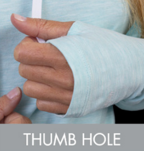 detail closeup of thumb hole