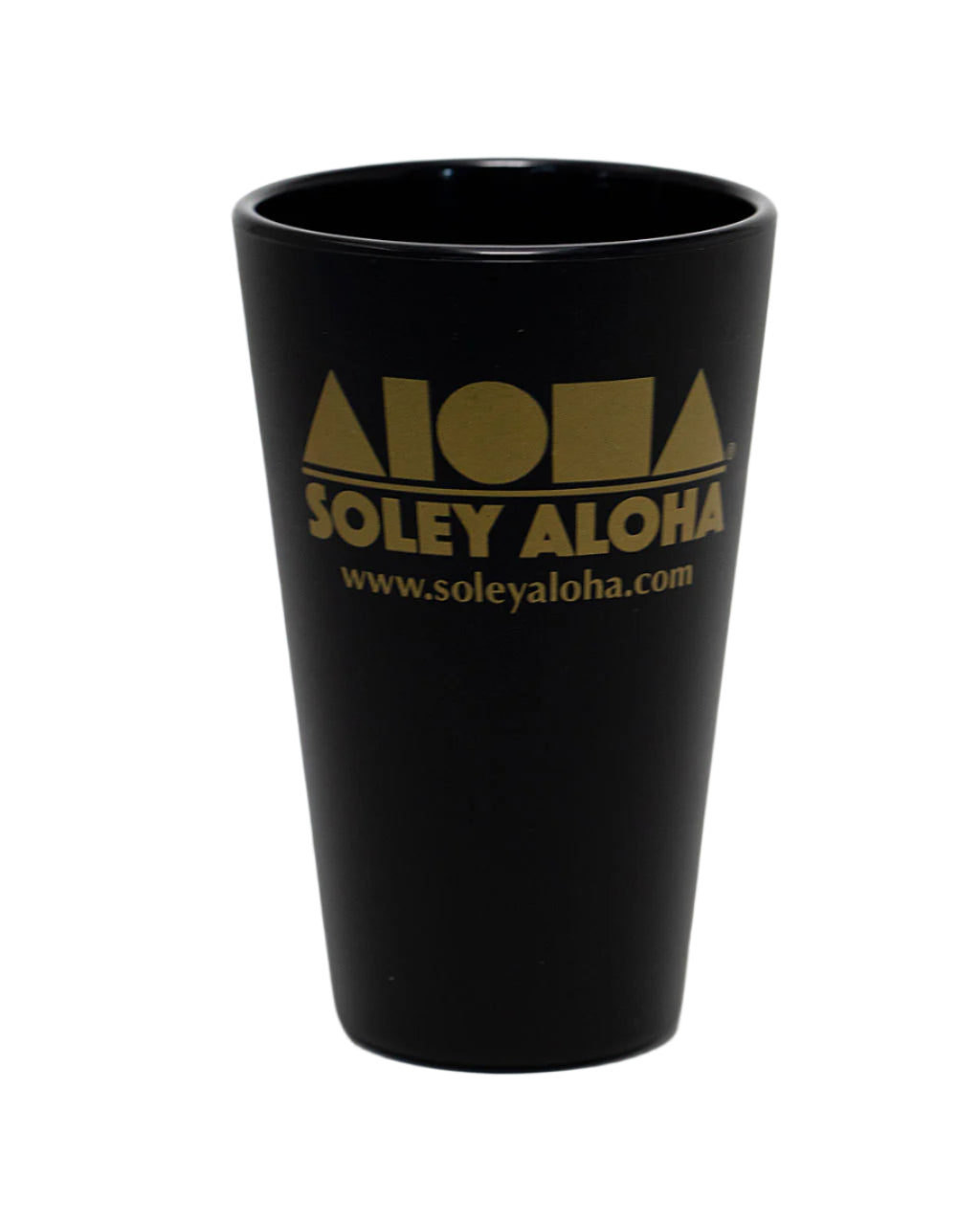 Black silicone pint lid with gold Aloha Shapes logo