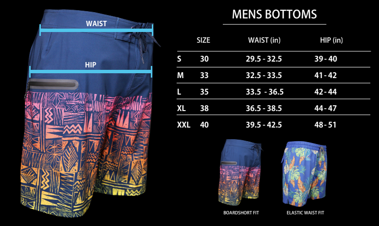 mens shorts size chart