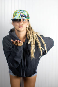 "Aloha Shirt" Snapback on blond dreadlocked girl