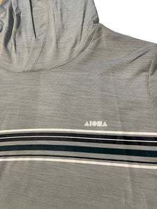 Closeup detail of logo and hood neckline