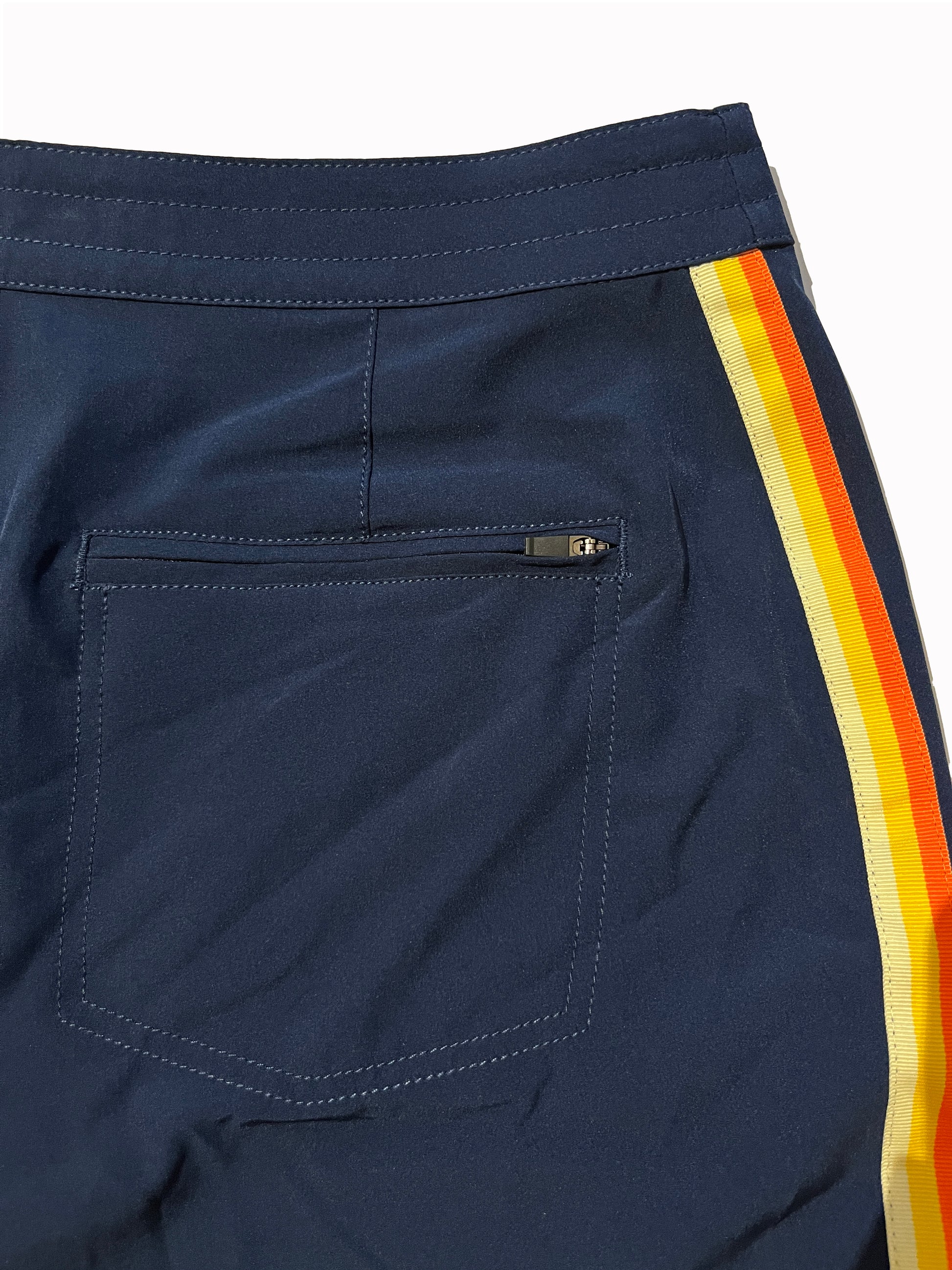 Closeup detail of back zip pocket 