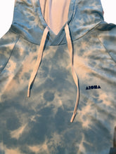 Closeup detail of hood, drawstrings and Aloha shapes logo
