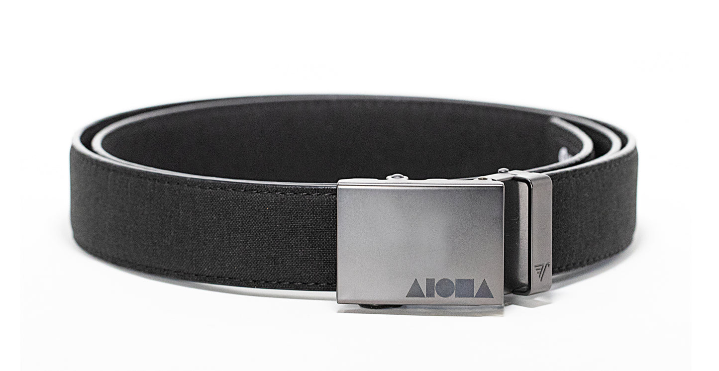 Black canvas Aloha Shapes® Mission belt with gunmetal buckle