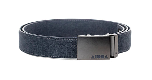 Midnight blue canvas Aloha Shapes® Mission belt with gunmetal buckle